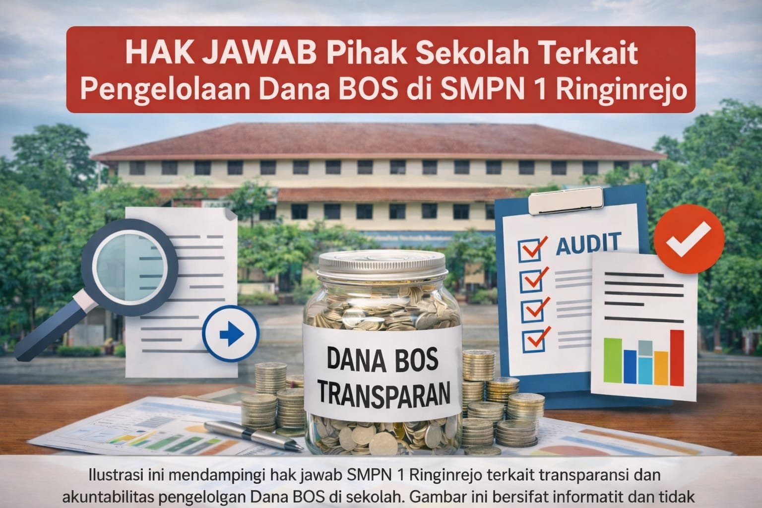 SMPN 1 Ringinrejo Tegaskan Dana BOS Transparan dan Diaudit, Media Terima Hak Jawab dari Humas Sekolah
