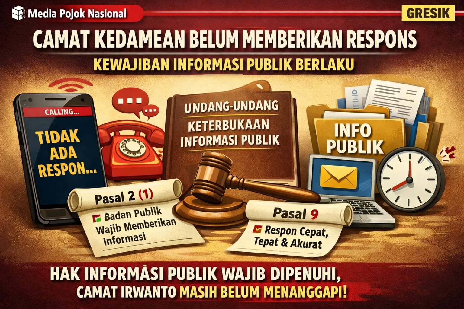 Camat Kedamean Belum Memberikan Respons, Kewajiban Informasi Publik Berlaku