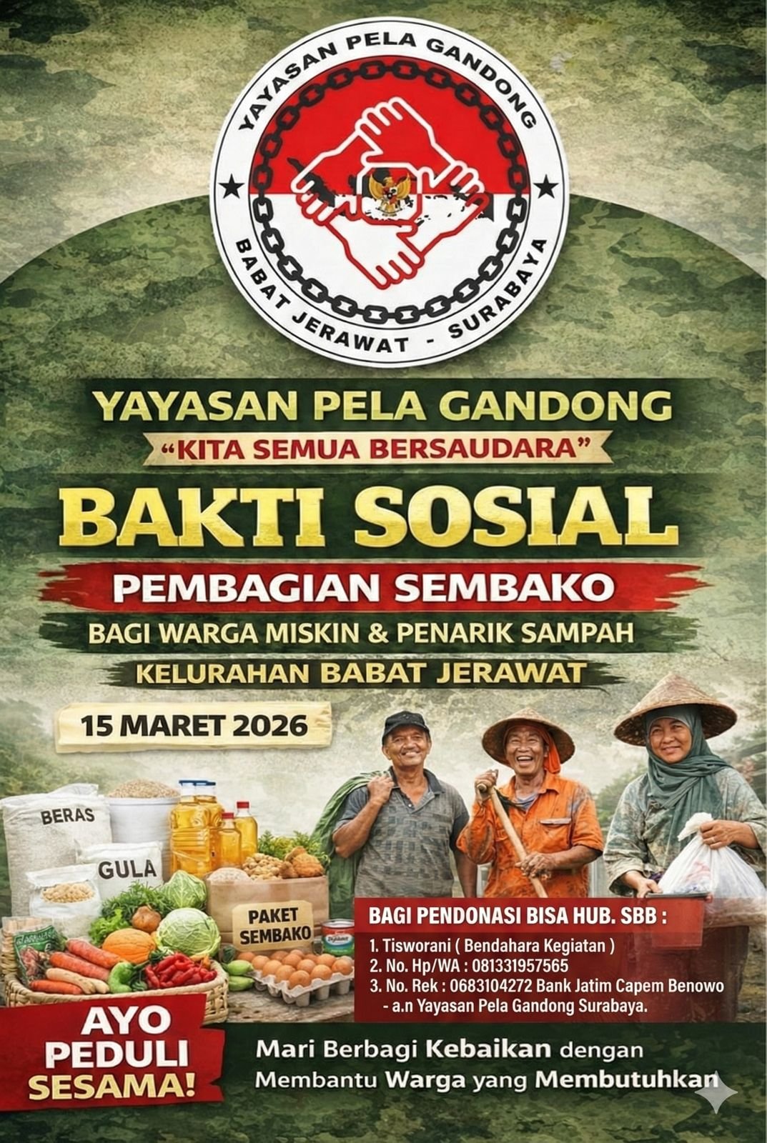 Yayasan Pela Gandong Babat Jerawat Kembali Gelar Aksi Kembali Baksos Sembako untuk Warga Gamis dan Pengangkut Sampah