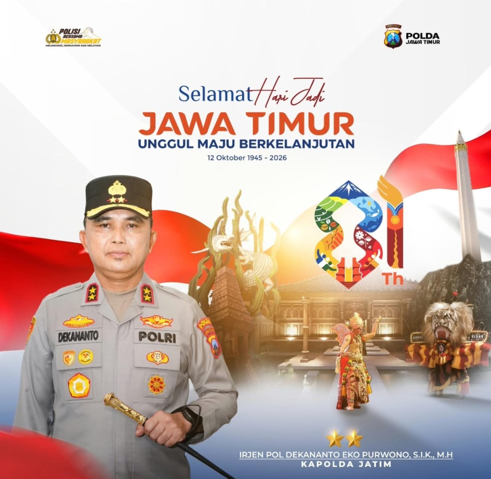 JAWA TIMUR, IRJEN POL DEKANANTO EKO PURWONO, S.I.K., M.H., RESMI MENJABAT KAPOLDA JAWA TIMURSURABAYA ,